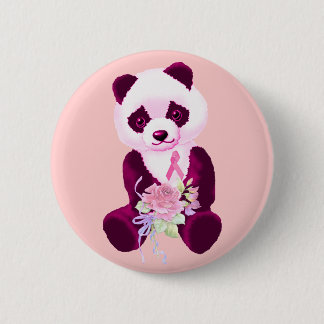 Breast Cancer Panda Bear Pinback Button