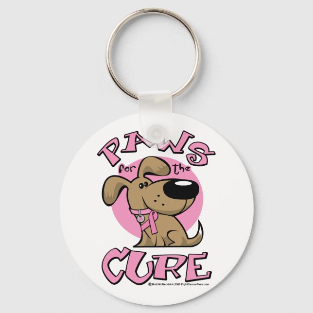 Breast Cancer Paws for the Cure Dog Keychain (Front)