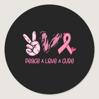 Breast Cancer Peace Love Cure In October We Wear K Classic Round Sticker