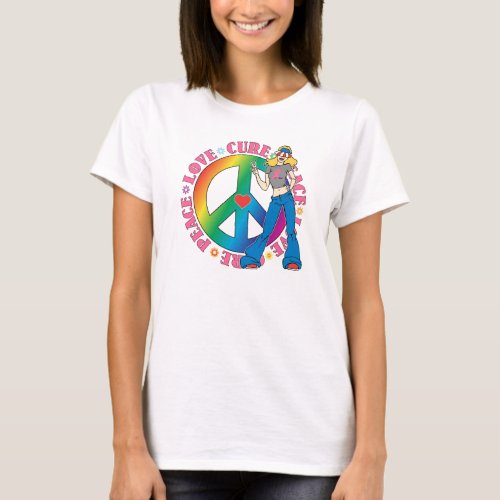 Breast Cancer Peace Love Cure T_Shirt