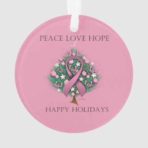 Breast Cancer Peace Love Hope Ornament