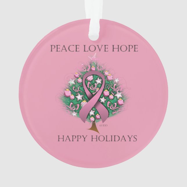 Breast Cancer Peace Love Hope Ornament (Back)