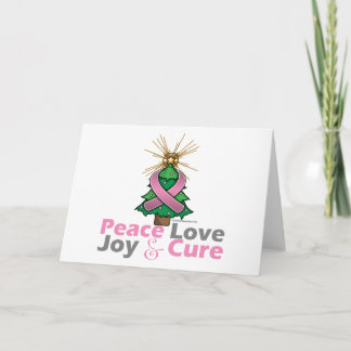 Breast Cancer Peace Love Joy Cure Holiday Card