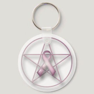 Breast Cancer Pentagram Keychain