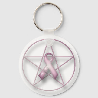 Breast Cancer Pentagram Keychain