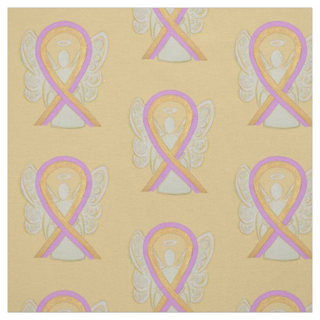 Breast Cancer Phyllodes Tumor Ribbon Angel Fabric (Swatch)