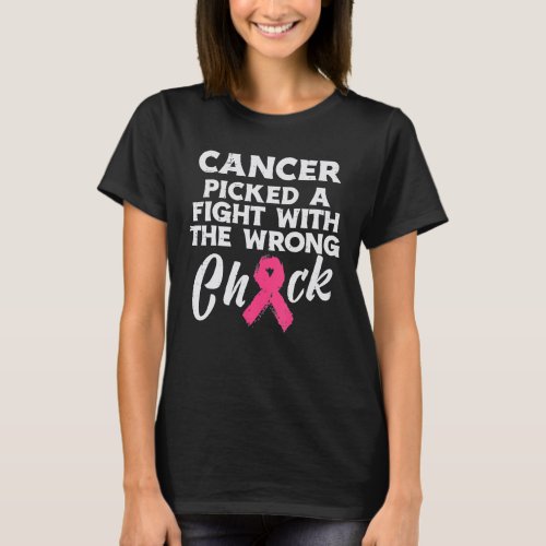 Breast Cancer Picked A Fight Wrong Chick Awareness T_Shirt