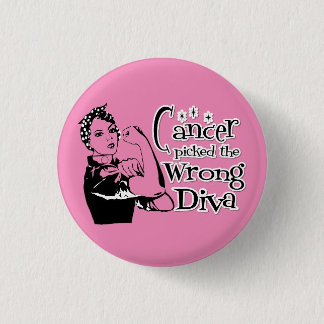 Breast Cancer Picked The Wrong Diva (Light Pink) Button (Front)