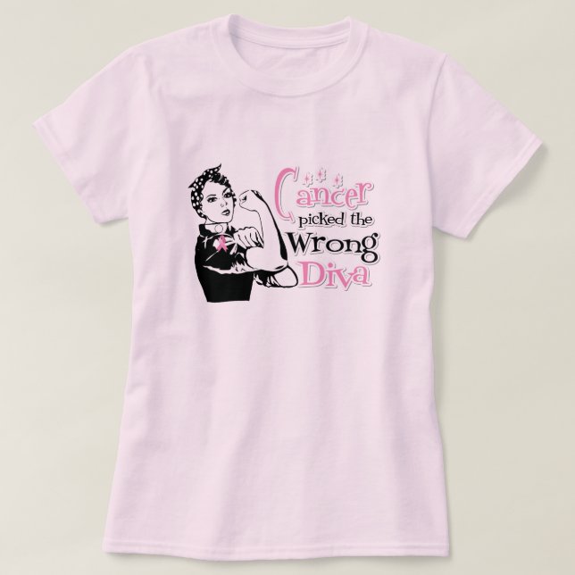 Breast Cancer Picked The Wrong Diva T-Shirt (Design Front)