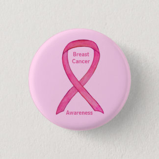 Breast Cancer Pink Awareness Ribbon Art Buttons