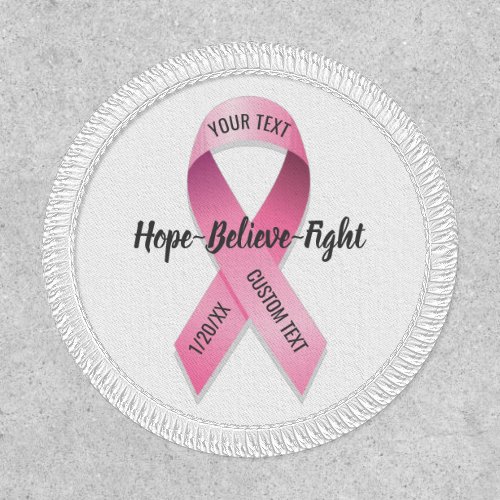 Breast Cancer Pink Awareness Ribbon Custom Text Patch