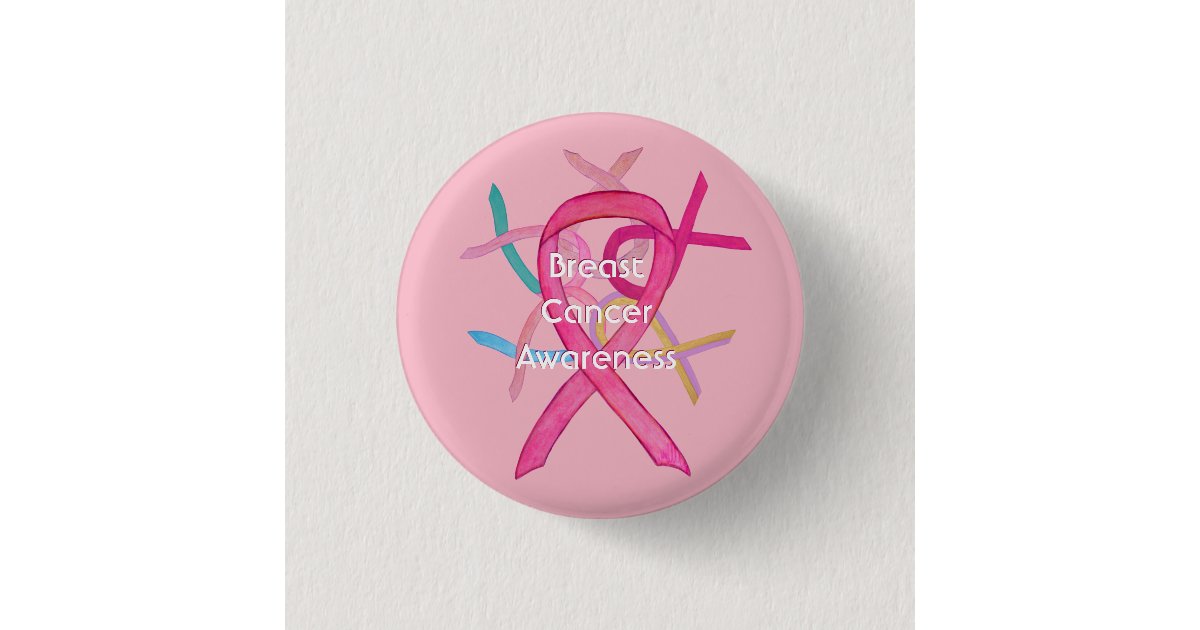 Breast Cancer Pink Awareness Ribbon Pin Buttons | Zazzle