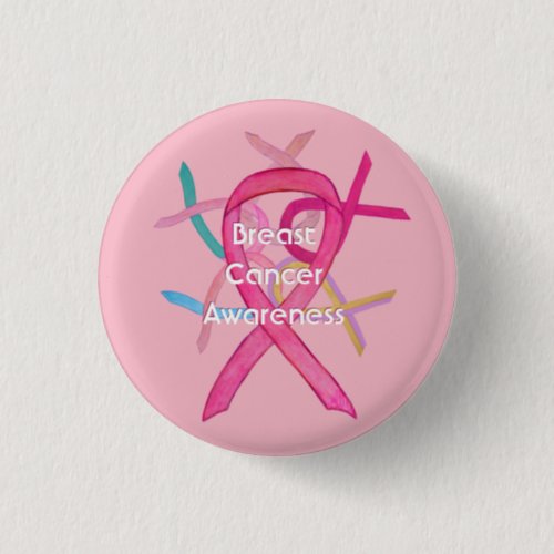 Breast Cancer Pink Awareness Ribbon Pin Buttons