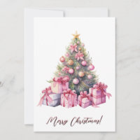 Breast Cancer Pink Christmas Tree Watercolor Art