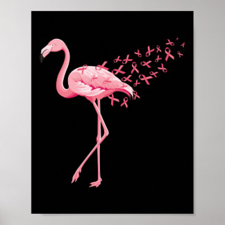 Breast Cancer Pink Flamingo Ribbon Recovery Poster