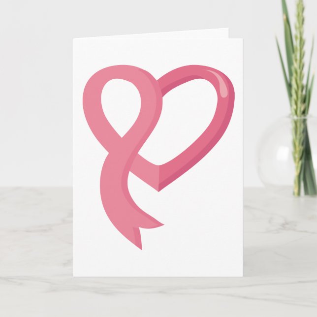 Breast Cancer Pink Heart Ribbon Card (Front)