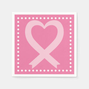 Breast Cancer Pink Heart Ribbon Event Napkins