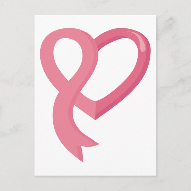 Breast Cancer Pink Heart Ribbon Postcard (Front)