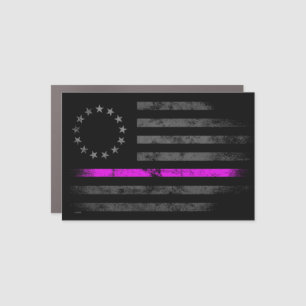 BREAST CANCER Pink Line Vintage Betsy Ross Flag Car Magnet