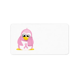 Breast Cancer Pink Penguin Label