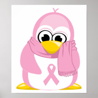 Breast Cancer Pink Penguin Poster