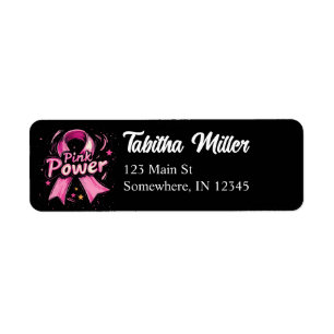 Breast Cancer Pink Power Return Address Label
