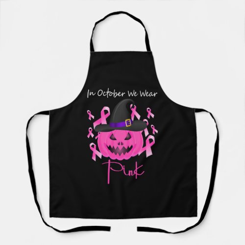 Breast Cancer Pink Pumpkin Halloween Apron