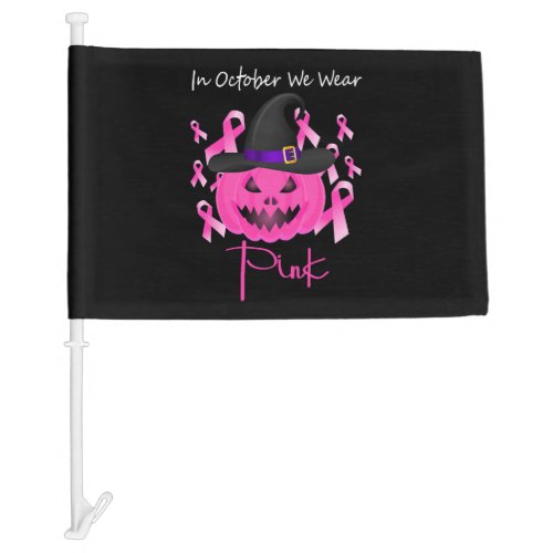 Breast Cancer Pink Pumpkin Halloween Car Flag