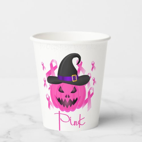 Breast Cancer Pink Pumpkin Halloween Paper Cups