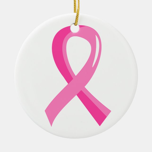 Breast Cancer Pink Ribbon 3 Ceramic Ornament (Front)