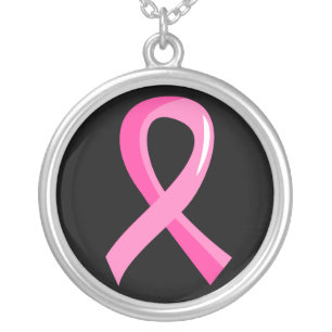 Breast Cancer Pink Ribbon 3 Silver Plated Necklace