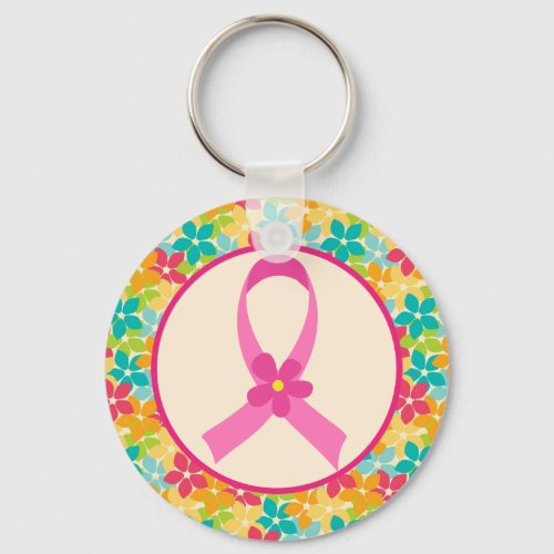 Breast Cancer Pink Ribbon Awareness Gift Keychain