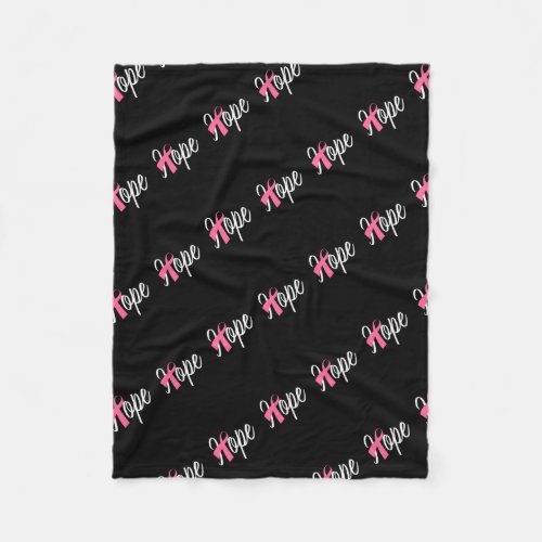 Breast Cancer Pink Ribbon Awareness HOPE Fleece Blanket