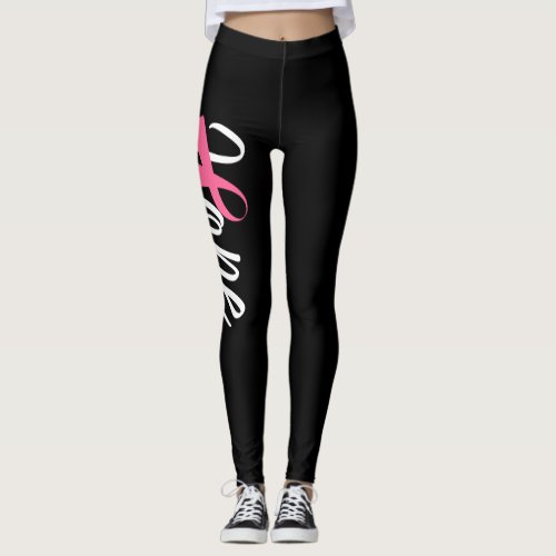 Breast Cancer Pink Ribbon Awareness HOPE Leggings