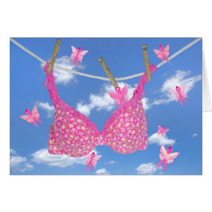 Breast Cancer Pink Ribbon Bra Cards