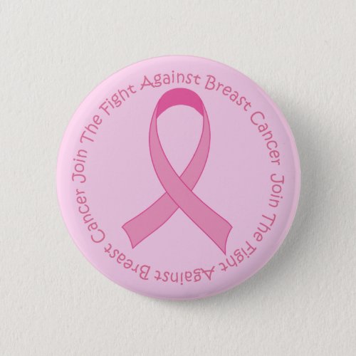 Breast Cancer Pink Ribbon Button