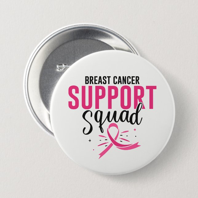 Breast Cancer Pink Ribbon Button Pin (Front & Back)