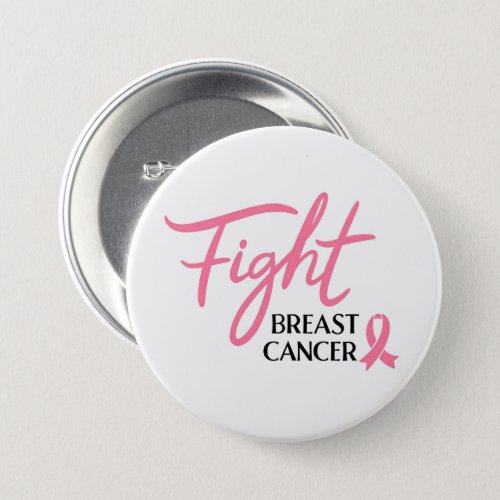 Breast Cancer Pink Ribbon Button Pin