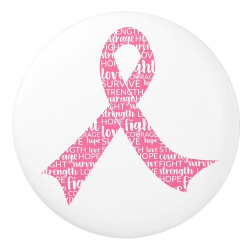 Breast Cancer Pink Ribbon Ceramic Knob