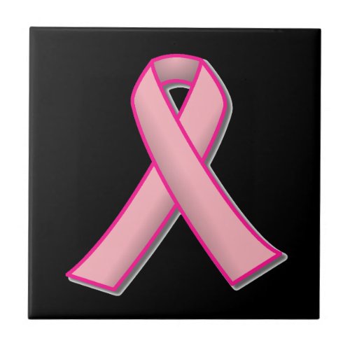 Breast Cancer Pink Ribbon Ceramic Tile