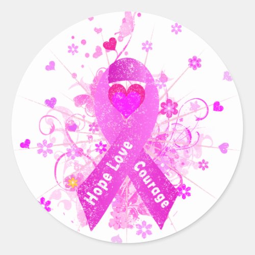 Breast Cancer Pink Ribbon Classic Round Sticker