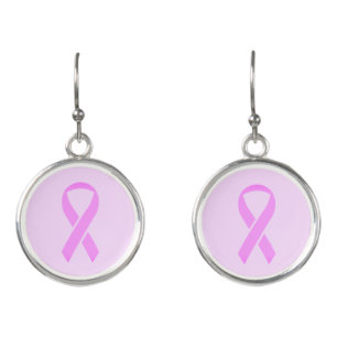 Breast Cancer Pink Ribbon Earrings