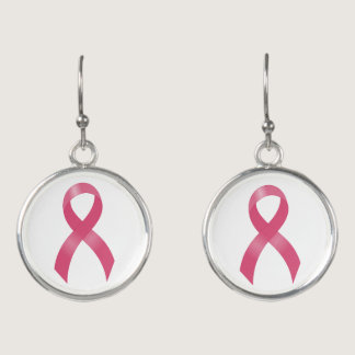 Breast Cancer Pink Ribbon Earrings