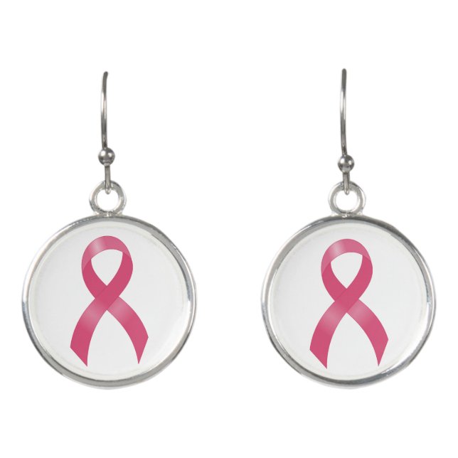 Breast Cancer Pink Ribbon Earrings (Front)