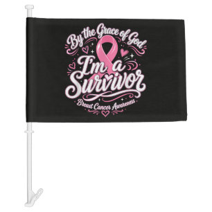 Breast Cancer Pink Ribbon Faith Awareness Car Flag
