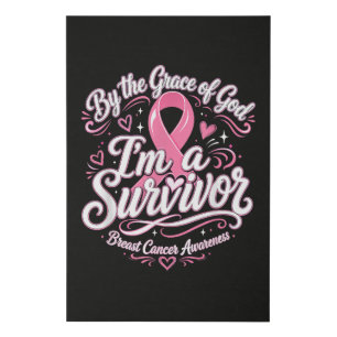 Breast Cancer Pink Ribbon Faith Awareness Faux Canvas Print