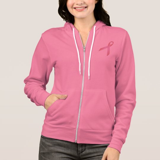 Breast Cancer Pink Ribbon Fleece Raglan Zip Hoodie Zazzle