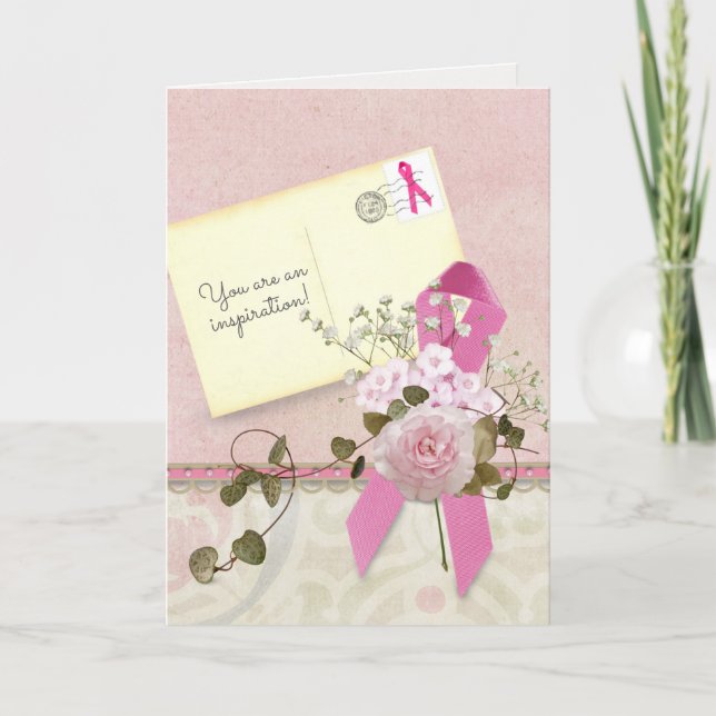Breast Cancer Pink Ribbon for Thinking of You Card (Front)