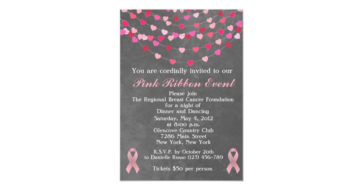Breast Cancer Pink Ribbon Fundraiser Invitation | Zazzle.com