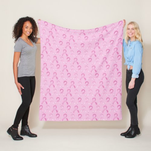 Breast Cancer Pink Ribbon Gift Fleece Blanket